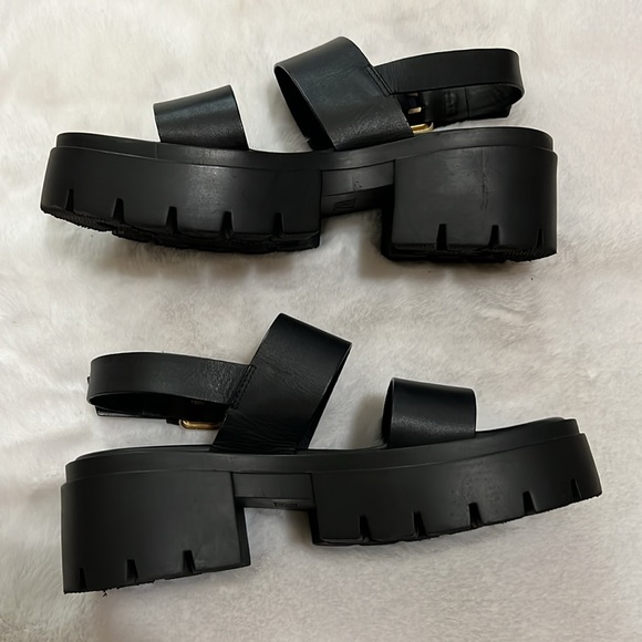 Zara Leather Platform Slingback Sandals Size 6.5 - Picture 4 of 10